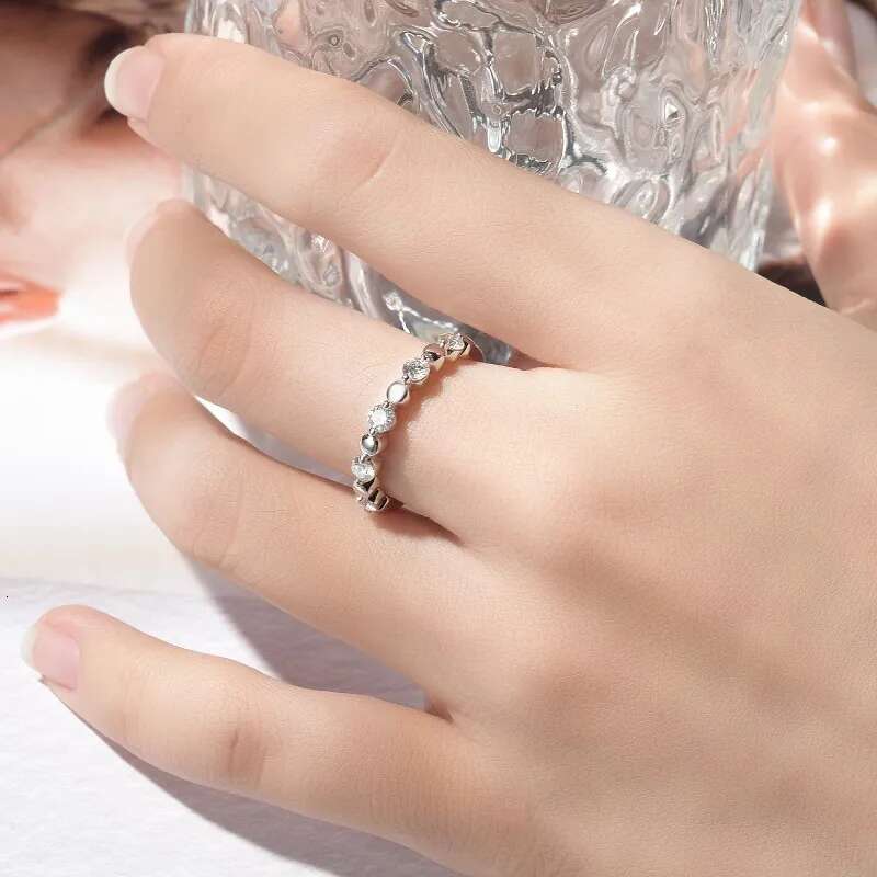 Full Moissanite Diamond D Color Oval Ladys Band Ring S925 Sterling Sliver 18K White Gold Plated Rings Fine Jewelry for Women