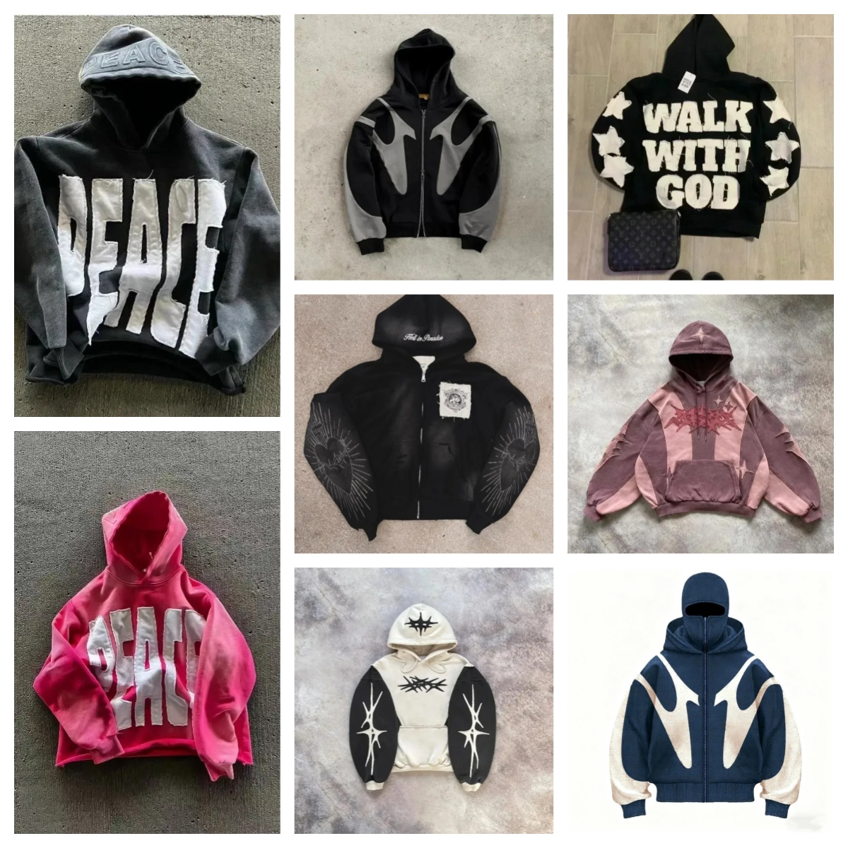 Designer Men's Hoodies Harajuku Embroidery Oversized Letter Patch Flash zip up hoodie Men Women Hip Hop Goth Casual Sweatshirt Asian size