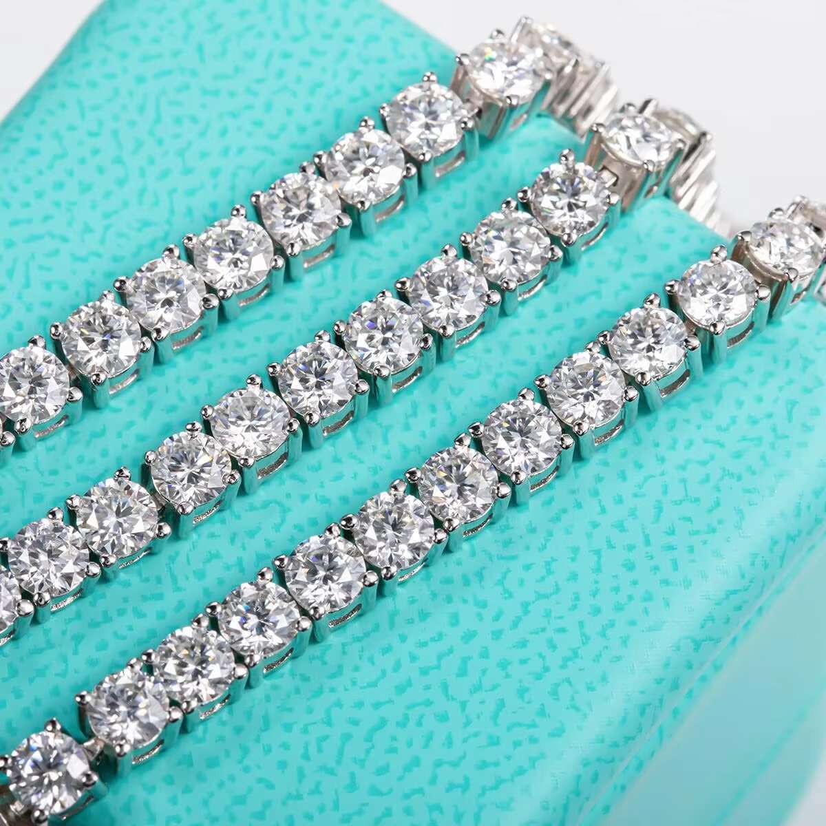 3mm 4mm 5mm Tennis Chain Hiphop VVS Moissanite Diamond 925 Sterling Silver Moissanite Tennis Chain
