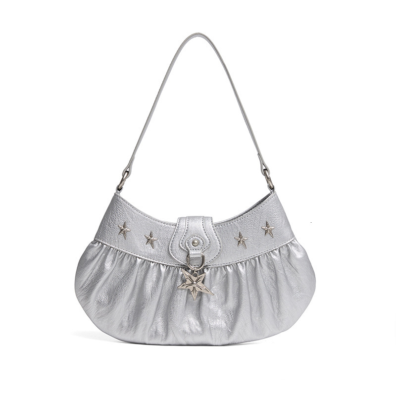 designer bag Super popular niche spicy girl mint star armpit women's 2025 spring/summer new style pleated dumpling bag, shoulder bag