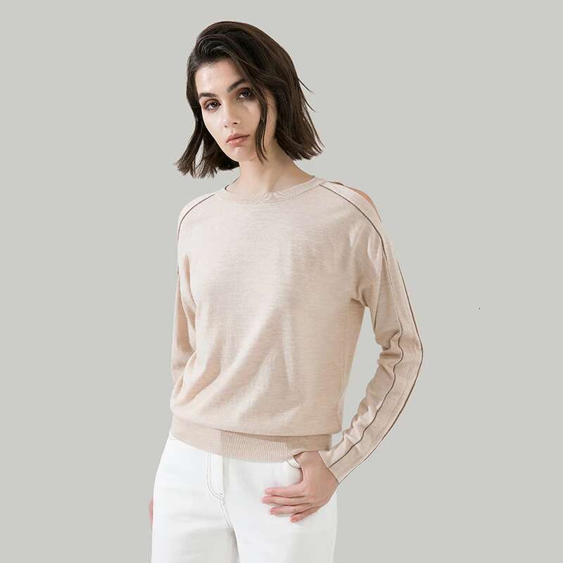 1604 100% Wool Pullover Off Shoulder Thin Loose Top Sweater For Women Ladies Autumn Cloths Women's Clothing