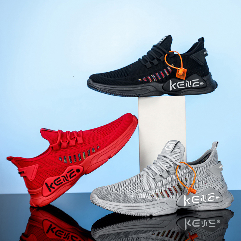 Large Size Men S Spring And Autumn Flyknit Breathable Casual Sports Small Red Mesh Strap Trendy Running Shoes Ddmysaturn