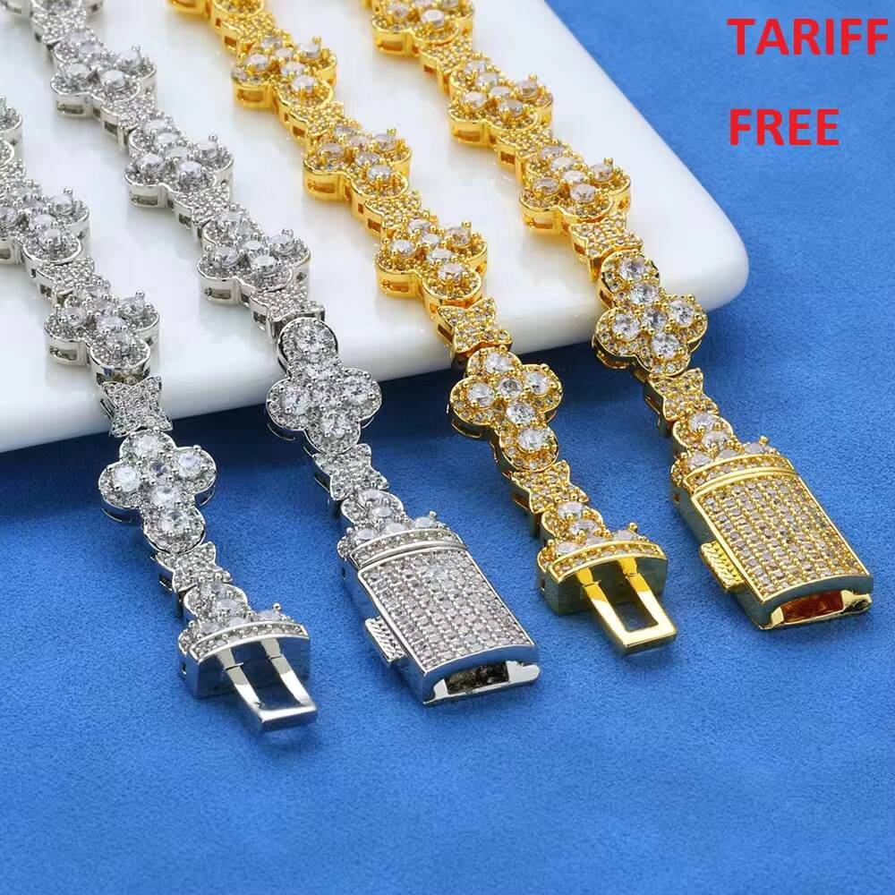 Fashion 10mm 925 Sterling Silver VVS Moissanite Diamond Iced Out Star Cross Link Men Women Bracelet