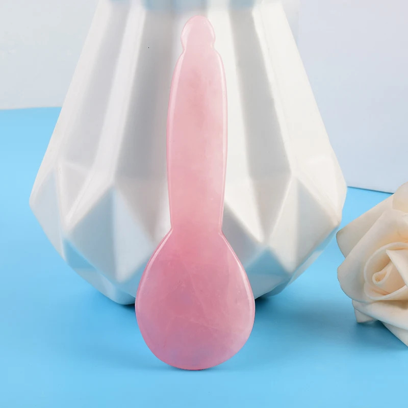 Rose Quartz Spoon Face Care Gua Sha Tool Beauty Health Product Natural Stone Jade Scraper Massager Neck Skin Scrape Massage 250424