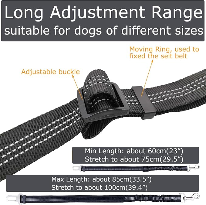 2PCS Adjustable Pet Car Seat Belt, Cat Safety Leash, Dog Traction Rope for Dogs and Cats, Car Pet Supplies, Summer Gift