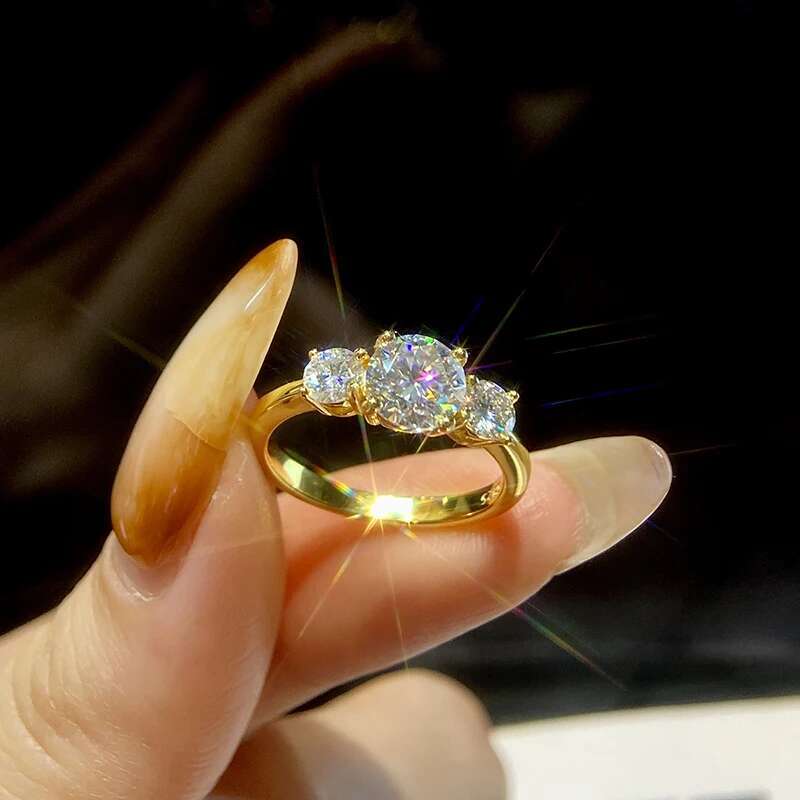KNB Shiny Real 1CT D Color Moissanite Diamond Wedding Rings For Women Original 925 Sterling Silver Luxury Quality Fine Jewelry