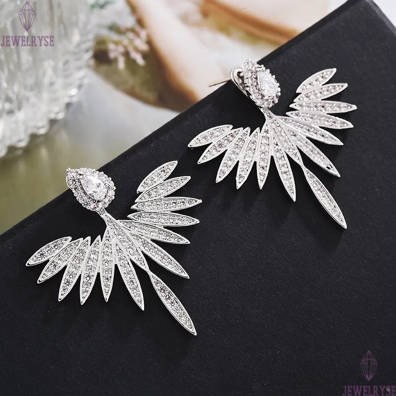 Handmade Chocuong Brand Stud Earrings Luxury Jewelry 925 Sterling Silver Pave White Sapphire CZ Diamond Gemstones Party Angle Wings Women Girls Earrin