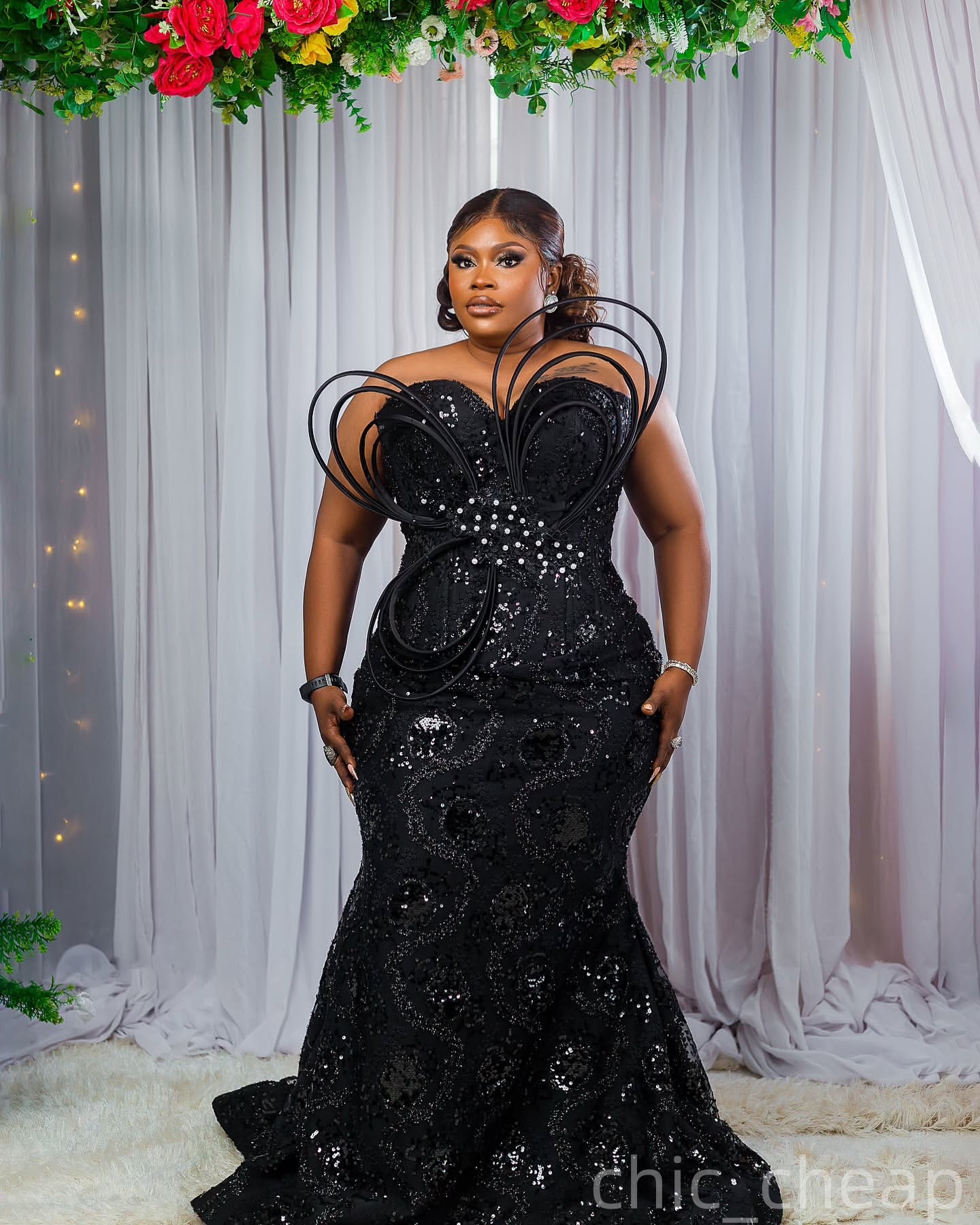 Mermaid Black Plus Size Prom Dresses 2025 Sequined Lace Crystals Stylish Evening Formal Party Second Birthday Engagement Gowns Dress For Special Occas