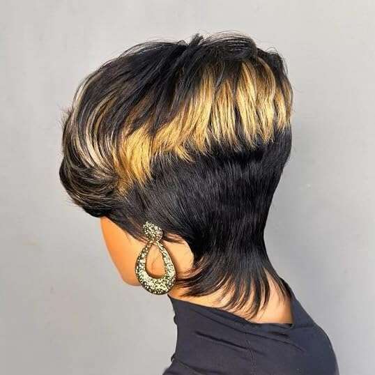 PangDongLai Cut for Black Women 1B/30/613 Trend Color Short Layered Pixie Wigs With Bangs Brazilian Straight Real Human Hair Glueless Full hine Made (