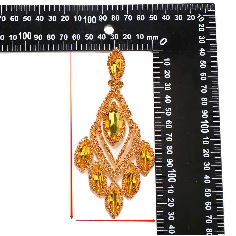 Exotic Orange Large Dangle For Women Pendant Exaggerated Rhinestone Earrings Crystal Drop Statement Accessories