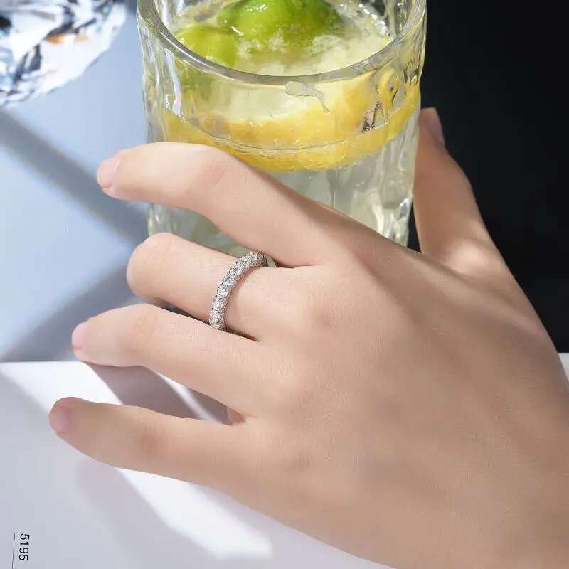 3MM Full Moissanite Diamond D Color Womens Ring S925 Sterling Sliver 18K White Gold Engagemet Rings Fine Jewelry for Women