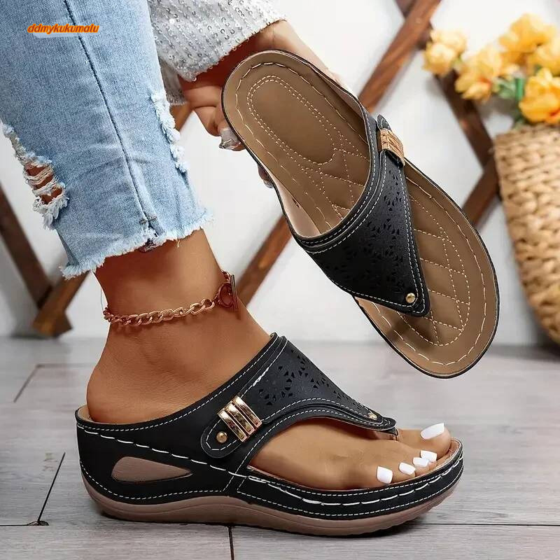 Summer New Flip Flops Fashion Wedge Sandals Casual Designer Shoes Open Toe Slip on Platform Slippers Slides Women ddmykukumalu