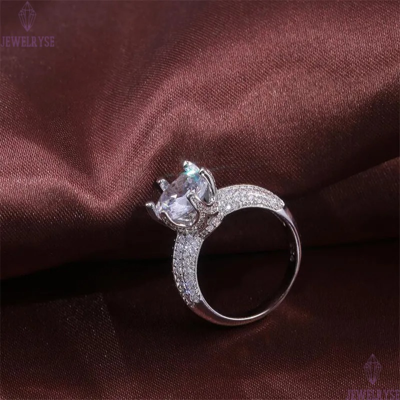 New Arrival Classical Six Claw Fashion Jewelry 925 Sterling Silver Round Cut White Topaz Pave CZ Diamond Eternity Women Wedding Ring