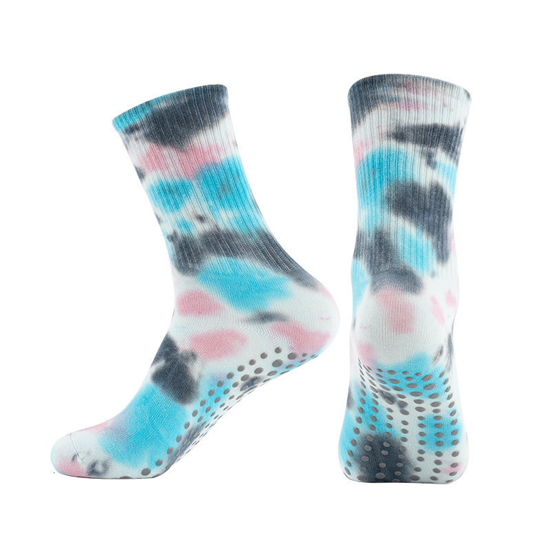 Summer thin fashion tie dye yoga anti slip indoor gym floor training dance Pilates sports socks
