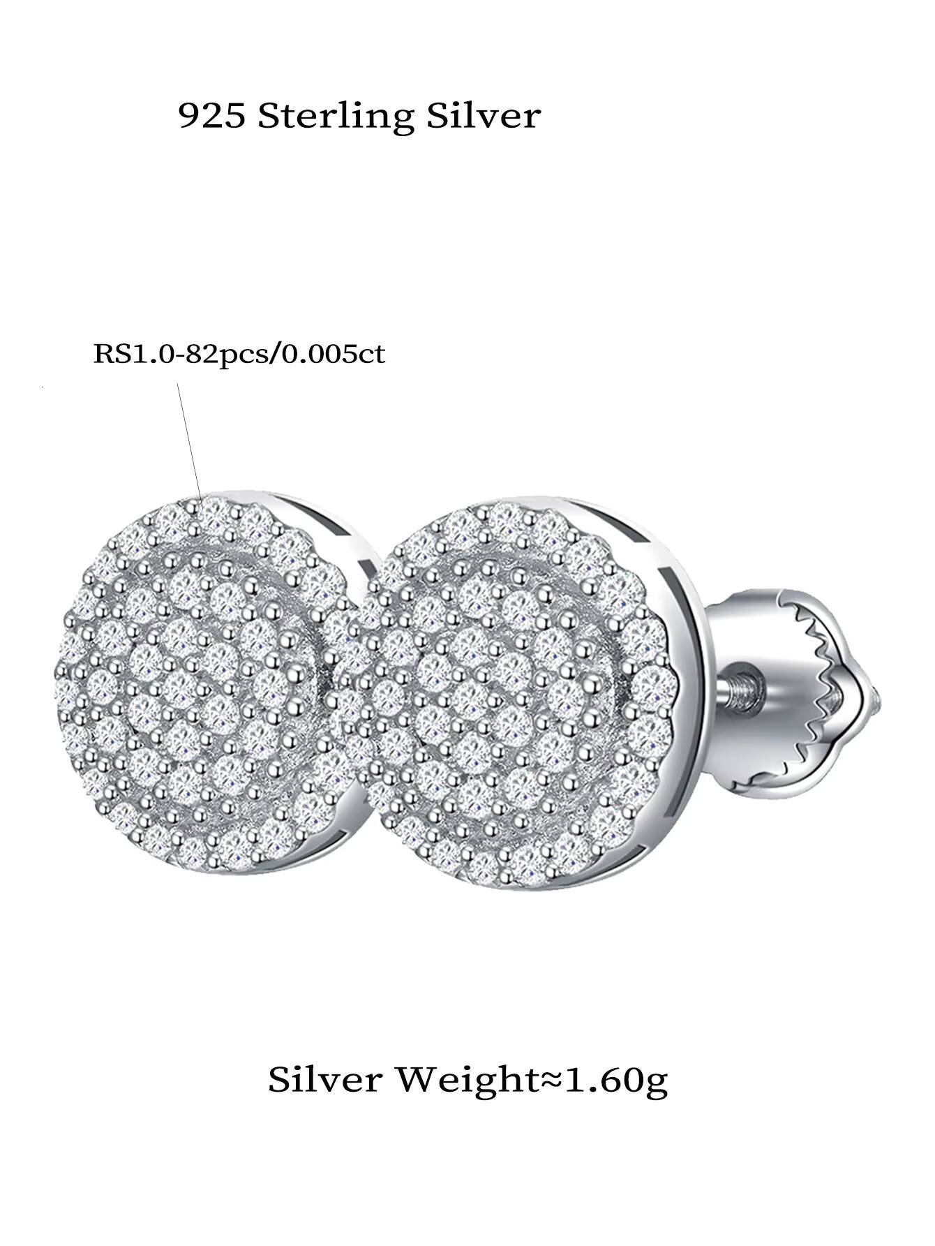 Certified GRA Fully Iced Out 925 Silver Stud Earrings VVS Diamond Tester Pass Moissanite Jewelry