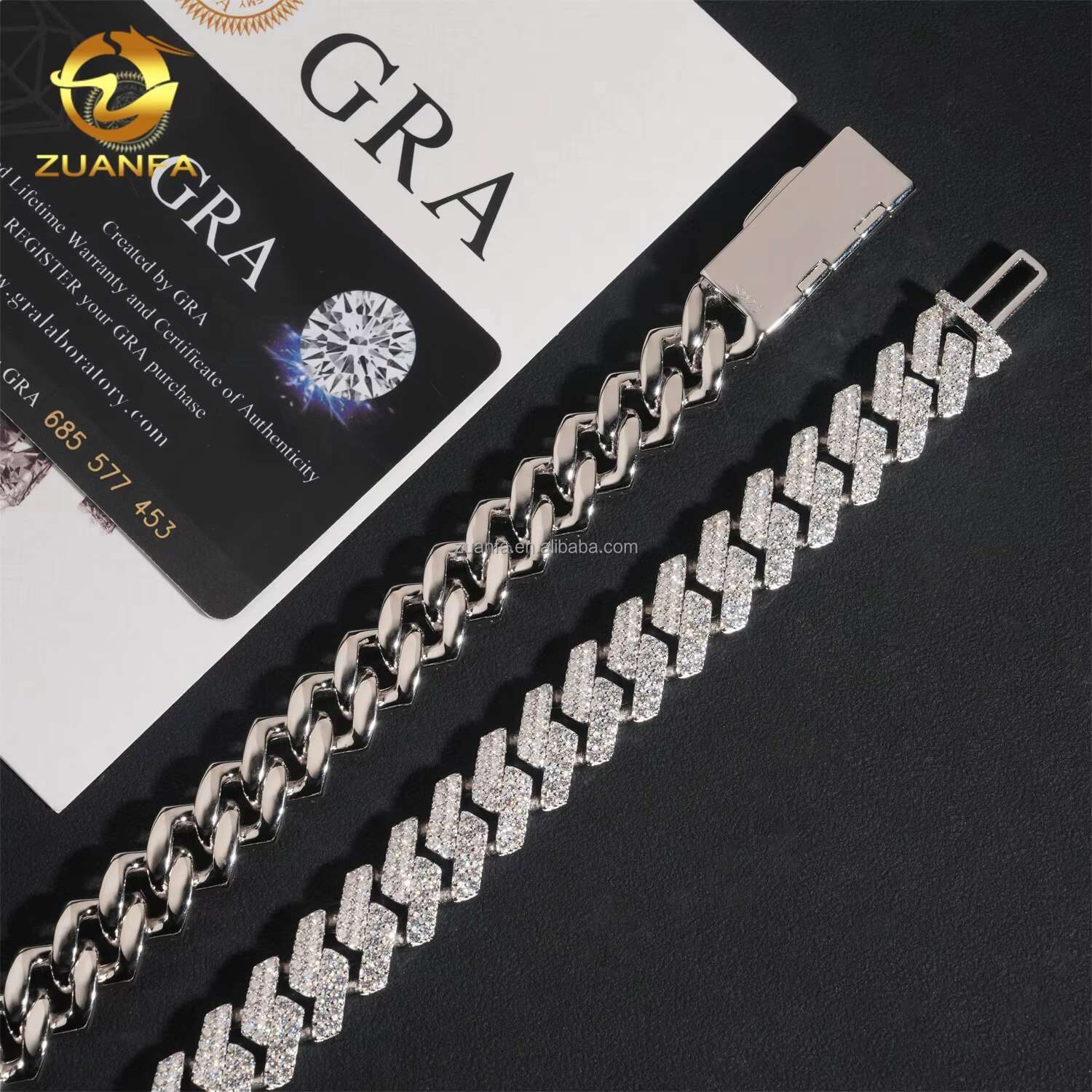 Bulk Stock Drop Shipping High End Solid Sier 14mm Big Guy 2Rows Iced Out Hip Hop VVS1 Moissanite Dia Miami Cuban Link