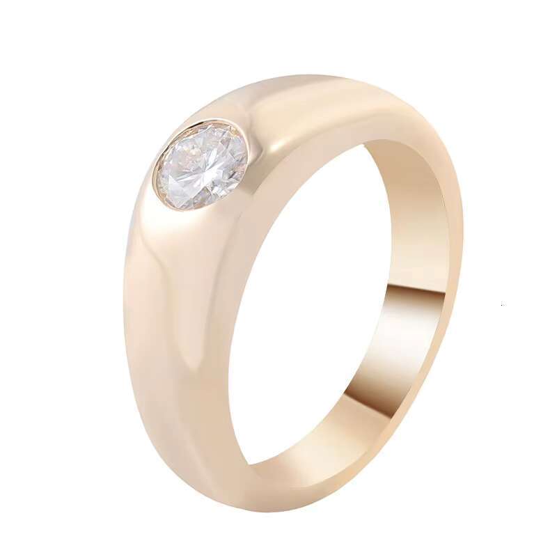 Personalized Round Cut Lab 0.5 Ct Bezel Setting Dia Engagement Wedding 14k Yellow Gold Ring for Punk Men