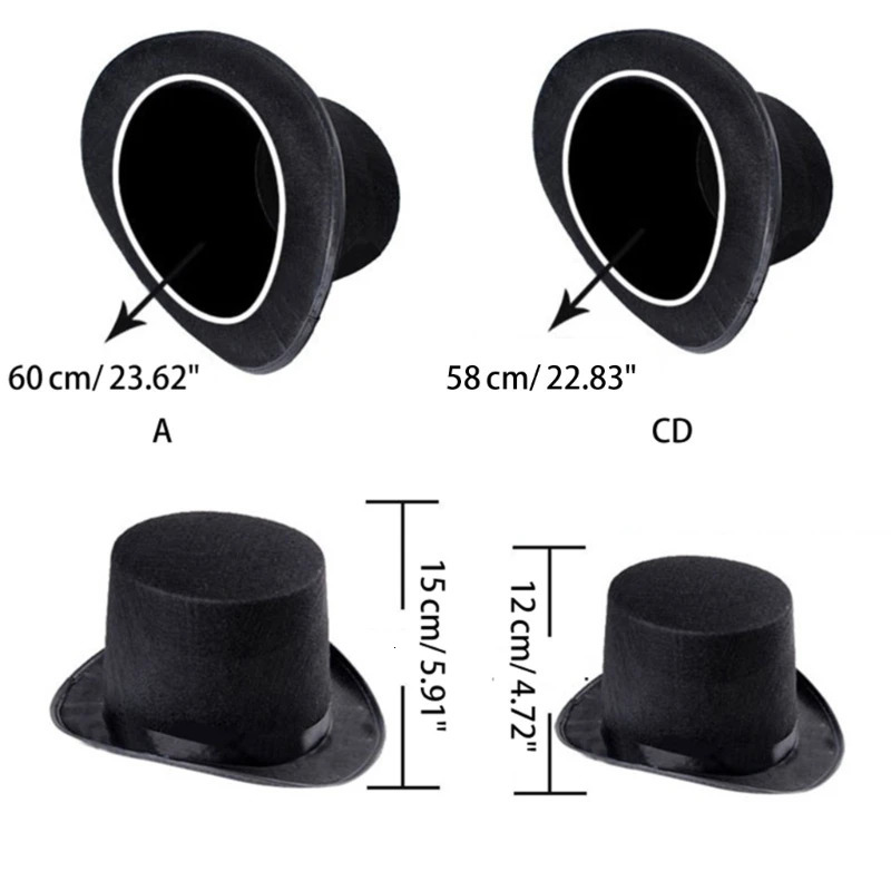 Top Hat for Adult/Children Cylinder Hat Party Costume Fedora Magician Hat for Carnival Rave Party 250430