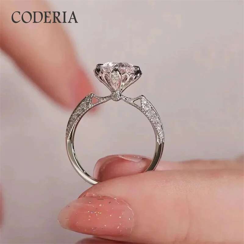 Prague Wedding Moissanite Ring 1 Carat D Colour Diamond Cut 925 Sterling Silver Plated 18K White Gold Rings for Women