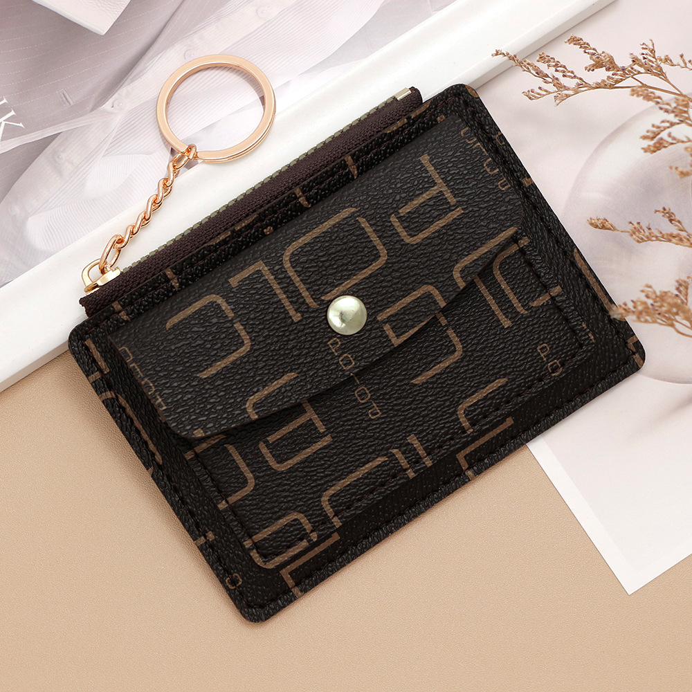 Designer Wallet Trendy Letter Printed Thin Portable Small Bag Wallet Coin Purse Keychain Holder Card Sleeve Luxury Wallet Key Pouch