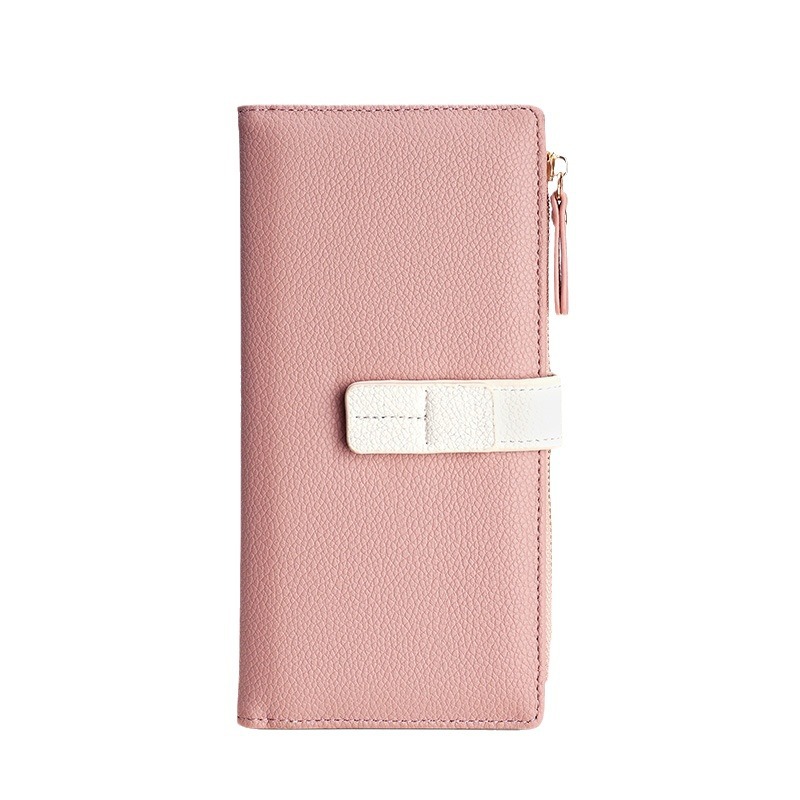 New Wallet Long Women's Wallet Handheld Bag Color Contrasting Fashion Zipper Leather Wallet Card Bag Multi functional