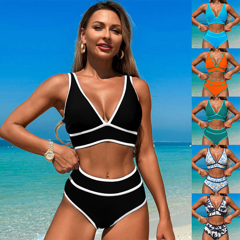 New 2025 European American with edge bikini sports split swimsuit for women, featuring a unique and elegant temperament