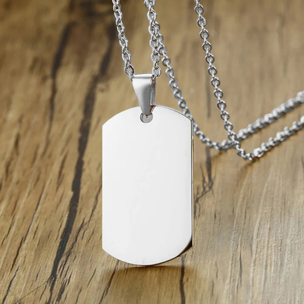 10 pieces/batch mirror polished 304 stainless steel ID blank dog tag necklace rectangular military pendant jewelry wholesale 250427