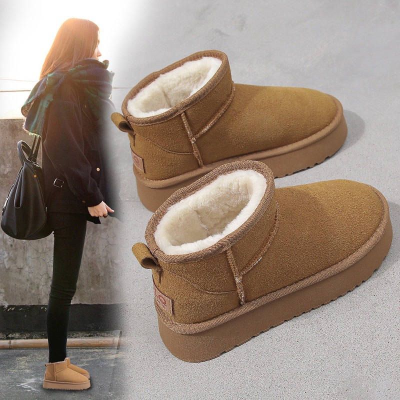 New Design Thick-soled anti-slip snow boots for women 2025 New winter warm bread shoes one-step fleece and thickened cotton shoes Free shipping