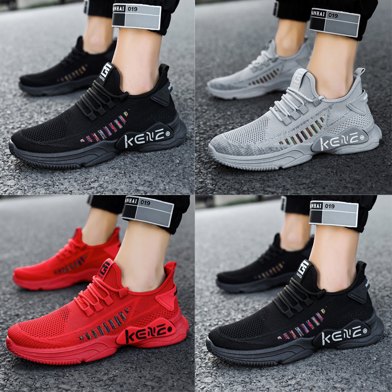 Large Size Men S Spring And Autumn Flyknit Breathable Casual Sports Small Red Mesh Strap Trendy Running Shoes Ddmysaturn