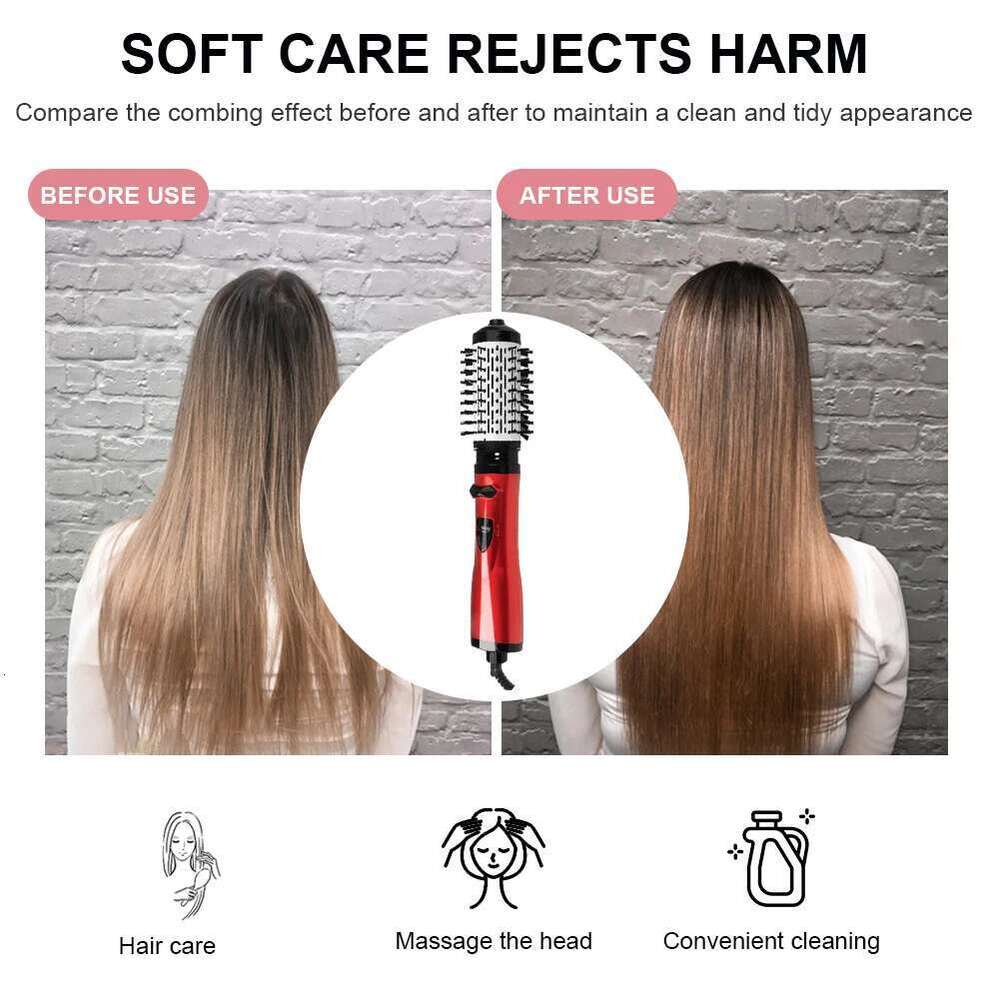 3 in 1 Rotating Electric Straightener Curler Hair Dryer Brush Hot Air Comb Negative Ion Hair-Air Brushes EU/US