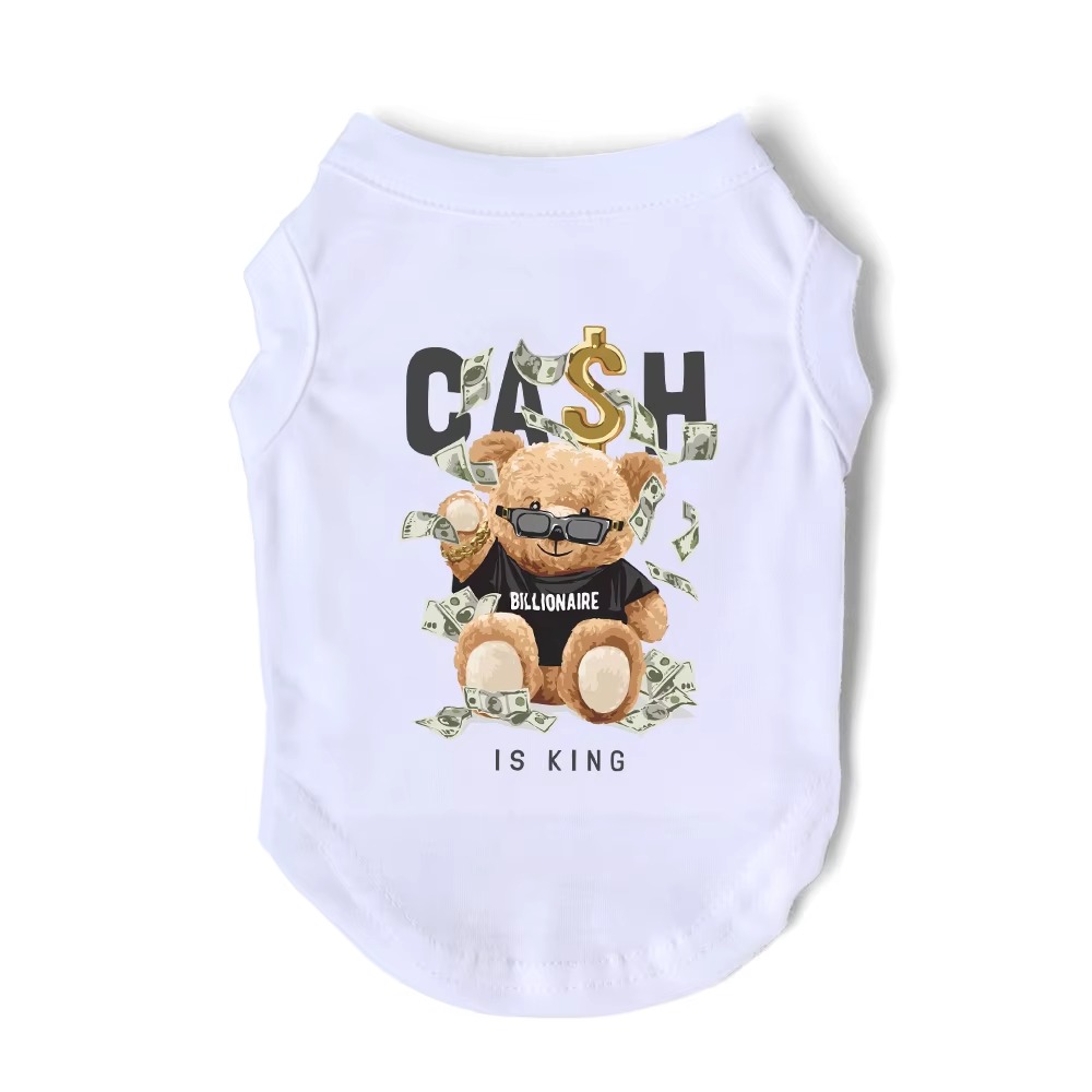 Dog Shirts Clothes Imitating Design Teddy Bear Patterns T Shirt, Small Dog Breathable Fashion Shirts Cool Summer Cotton Vest for Small Medium Dog Pupp