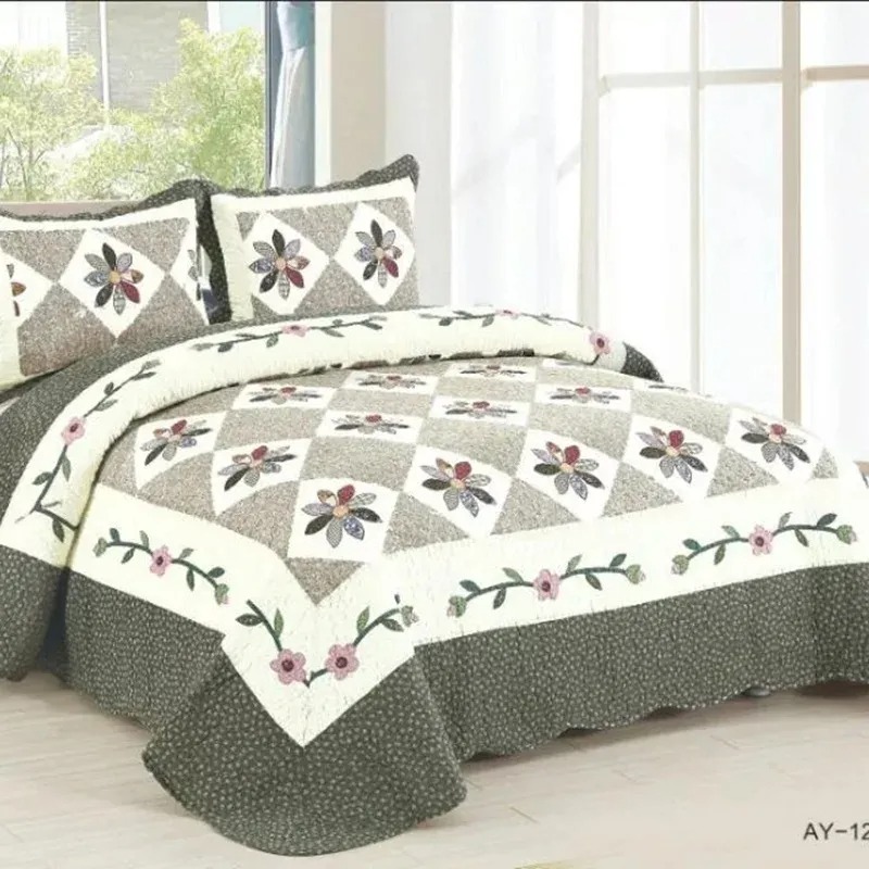 Bedding Sets 4Pcs Vintage French Printing Lace Ruffles Princess Set Milk Velvet Warm Quilt Cover Bed Skirt Bedspread Pillowcases BYA