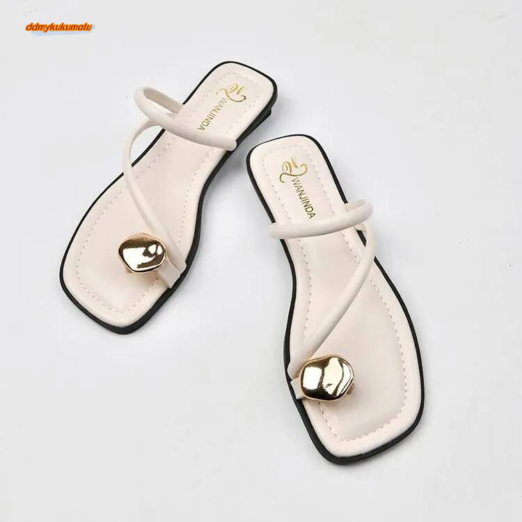 Women Slipper Woman Summer Flat Heel Roman Shoes Low Heels Sandals Footwear 2024 Women's Gladiator Open Toe Beach Ladies ddmykukumalu