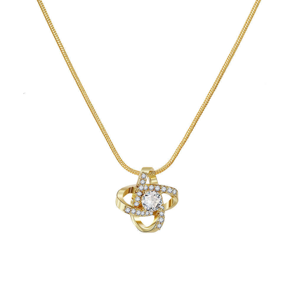 Love Suower Copper Set Zircon Necklace for Women, Light , Small Popular, High Grade, Collar Chain, Sweet and Versatile Jewelry
