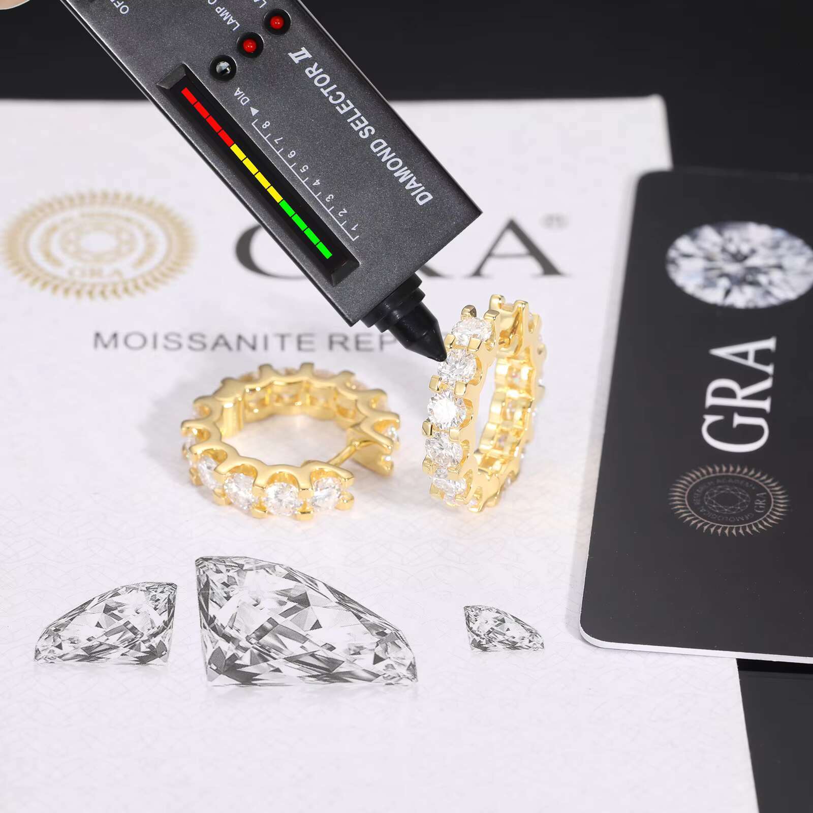 18K Gold Plated Fashionable Gemstone Moissanite Stud Earrings 925 Sterling Silver Hoop Piercing for Gifts Parties GRA Certified