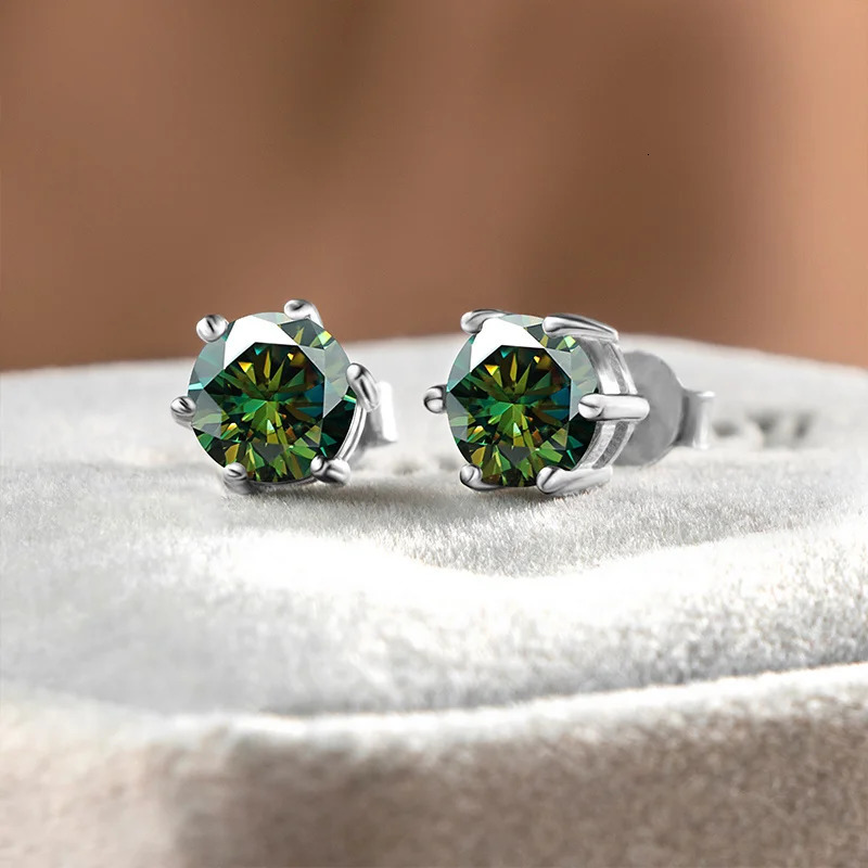 D Color Earring blue green gemstone S925 Sterling Sliver Plated Women Man Sparkling Fine Jewelry Gift 250420