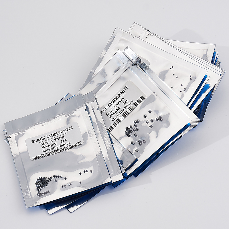 Small Size 0.7-3.0mm Melee Moissanite Stone Black Color VVS Loose Gemstone Moissanite Diamond Manufactured Beads for Jewelry Making