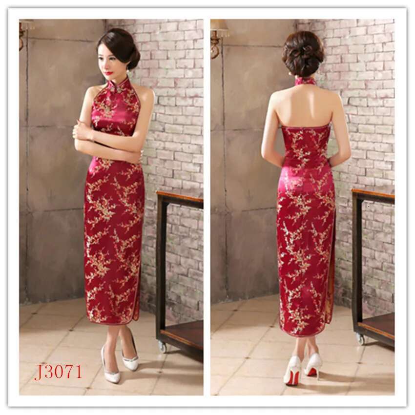 Sexy Backless Sleeveless Cheongsam Female Retro Classic Brocade Chinese Qipao Dress Plus Size Dragon And Phoenix Vestidos 3Xl