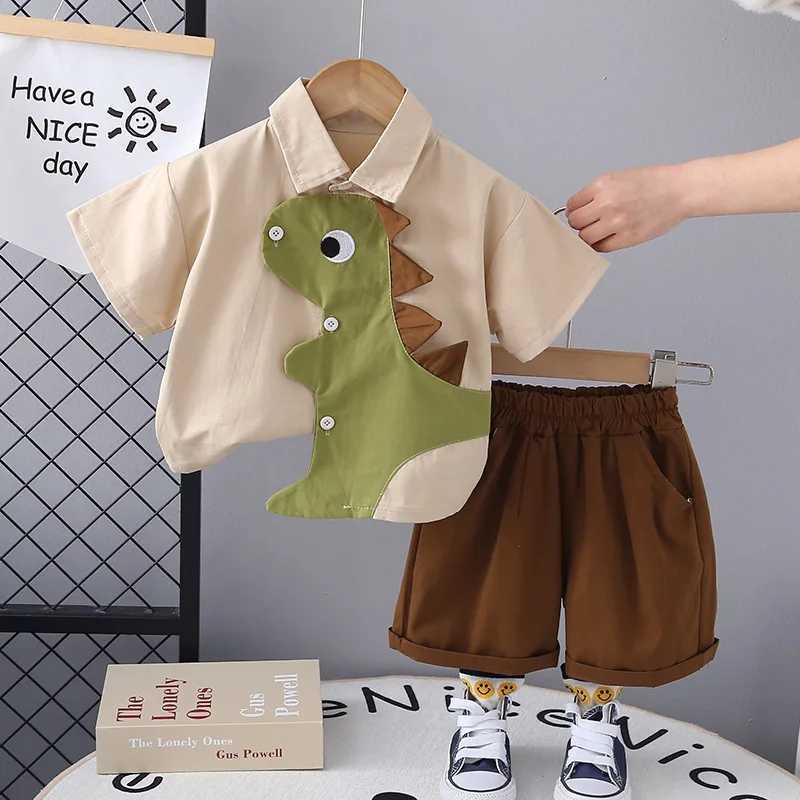 New Kids Clothes Cartoon Dinosaur Shirt Shorts 2Pcs/Set Summer Fashion Baby Boys Girl Clothing Children Cotton Casual Tracksuits R250430