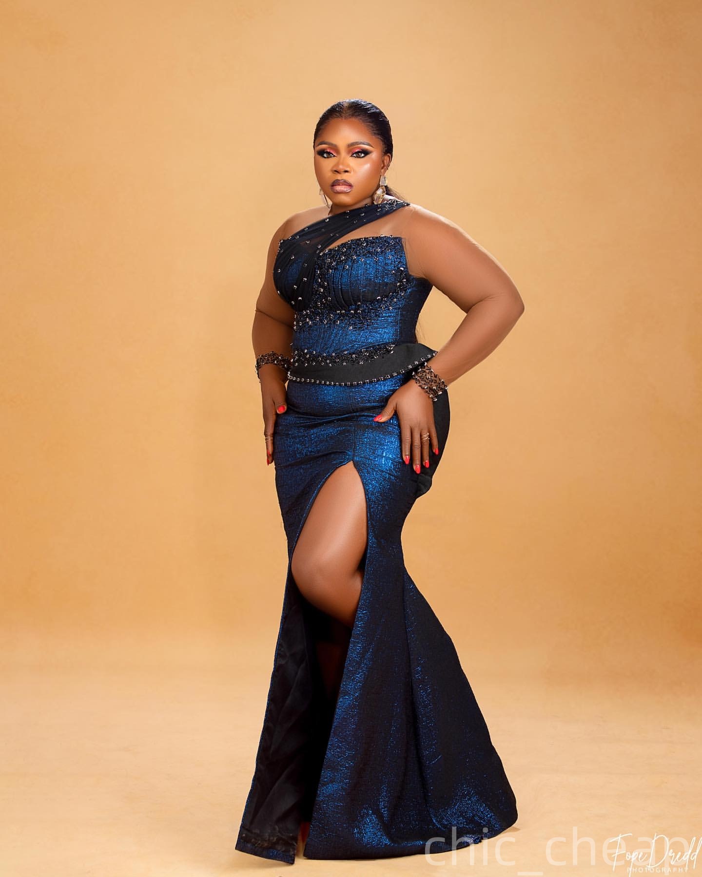 Mermaid Royal Blue Plus Size Prom Dresses 2025 Beaded Elastic Silk like Satin Evening Formal Party Second Birthday Engagement Gowns Dress For Special 