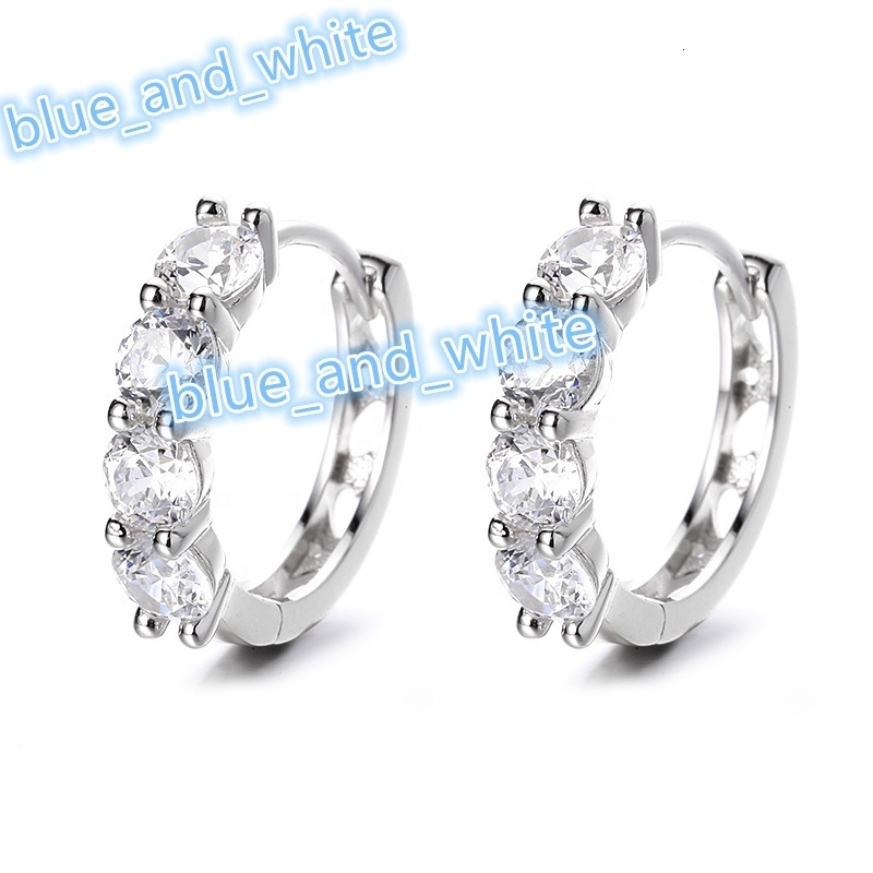 GRA Fine Jewelry Rhodium Plated S925 Silver Shimmering VVS D Color Moissanite Huggie Hoop Earrings for Women Pass Diamond Tester