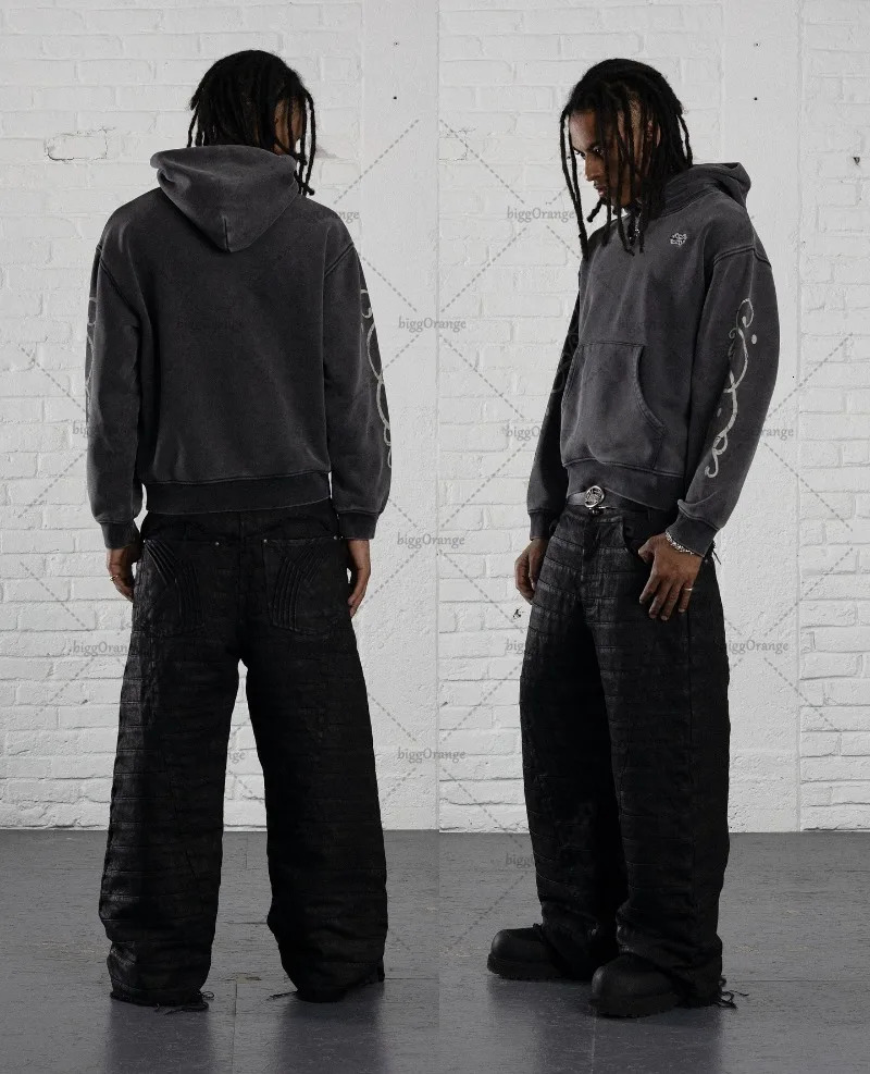 Y2K Punk Rock Fashion Edition Straight Wide Leg Mens Retro Street Hip Hop Harajuku Gothic Casual Loose Jeans Womens 250423