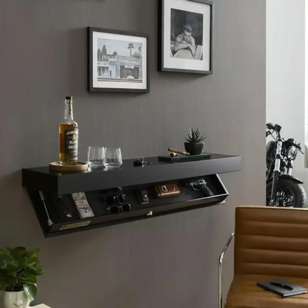 Wall-mounted Magicflap Shelf Multi-function Wooden Concealed Floating Shelf Secret Compartment Wall Shelves Home Decor 251126