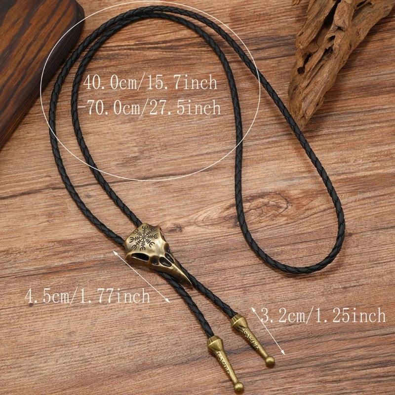 Cowboy Bolo Tie Metal Northern Symbol Crow Skull Necktie Necklace Shirt Chain 250430