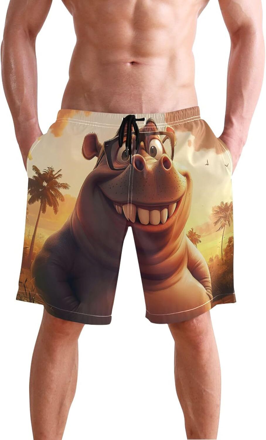Owl Fire Animal Print Beach Boardshorts Men Swim Trunks for Men Hawaiian Bathing Suit