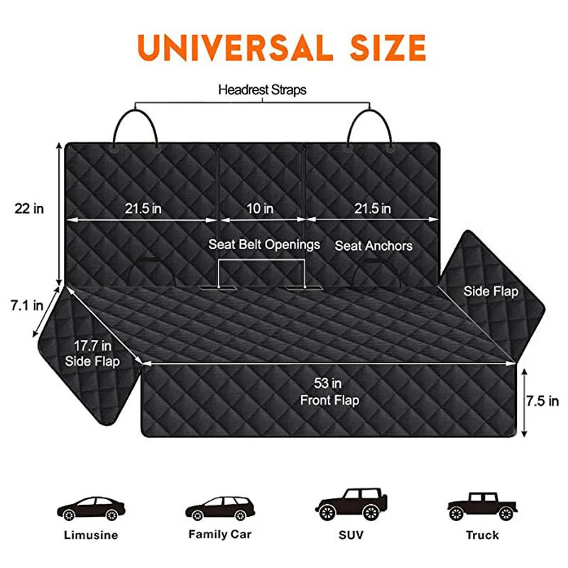 Car dog seat cover for rear seats waterproof car rear seats pet seat protector fat free universal safety for outdoor dogs 250427