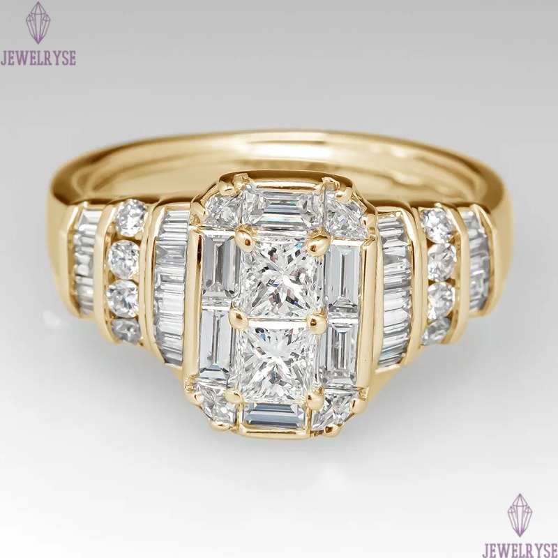 Wedding Rings Luxury Jewelry 925 Sterling Silver T Princess Cut White Topaz CZ Diamond Gemstones Party Eternity Women Engagement Band Ring Gift