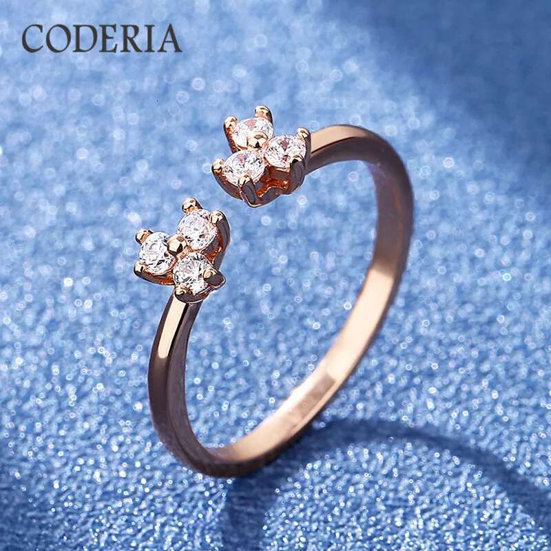New 925 Sterling Silver Moissanite Solid Rose Gold Ring Total 0.3 Carat Clover Design Girl Ring Birthday Gift Party Jewelry