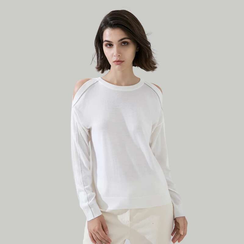 1604 100% Wool Pullover Off Shoulder Thin Loose Top Sweater For Women Ladies Autumn Cloths Women's Clothing