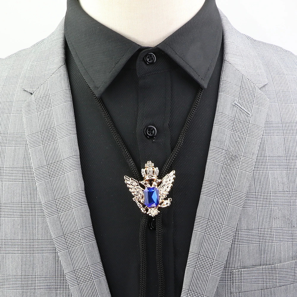 Bolo tie Western Cowboy Opal Rodeo Leather Necktie Trendy Tie Necklaces Dance Necktie Retro Shirt Obsidian Pendant 250430